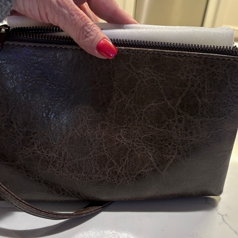 Chic Embossed Brown Wristlet - Picture 8 of 8
